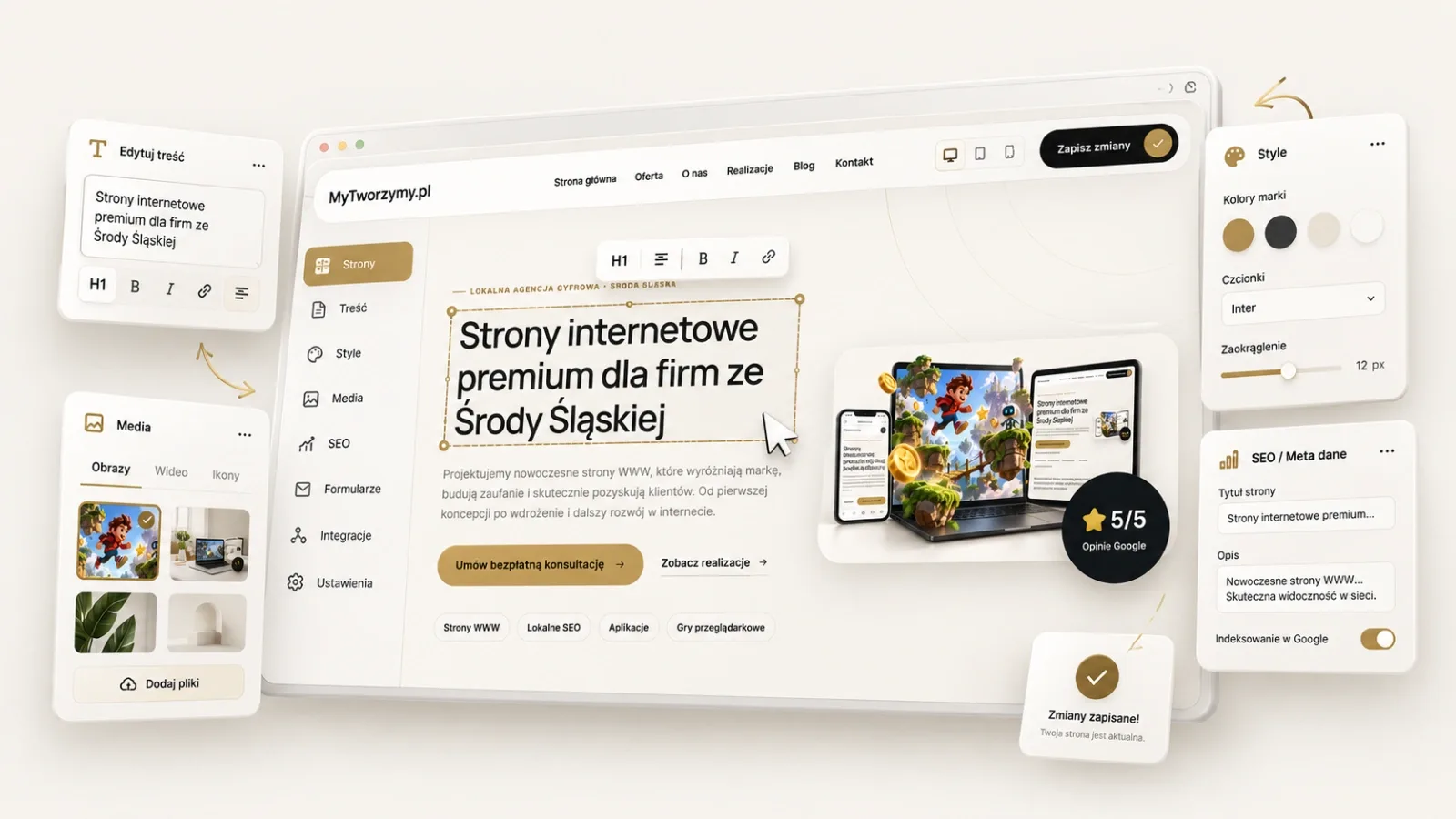 Wizualizacja autorskiego panelu CMS MyTworzymy.pl