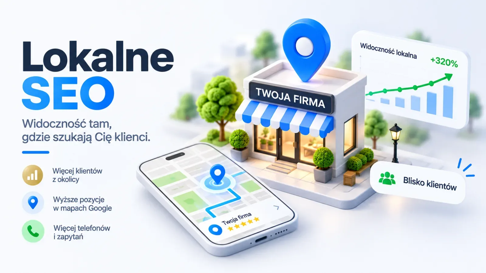 Wizualizacja lokalnej widoczności firmy w wyszukiwarce